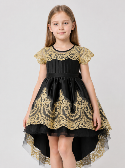 Full Princess Dress with Gold Embroidery and Train Costume Dresses detail 3