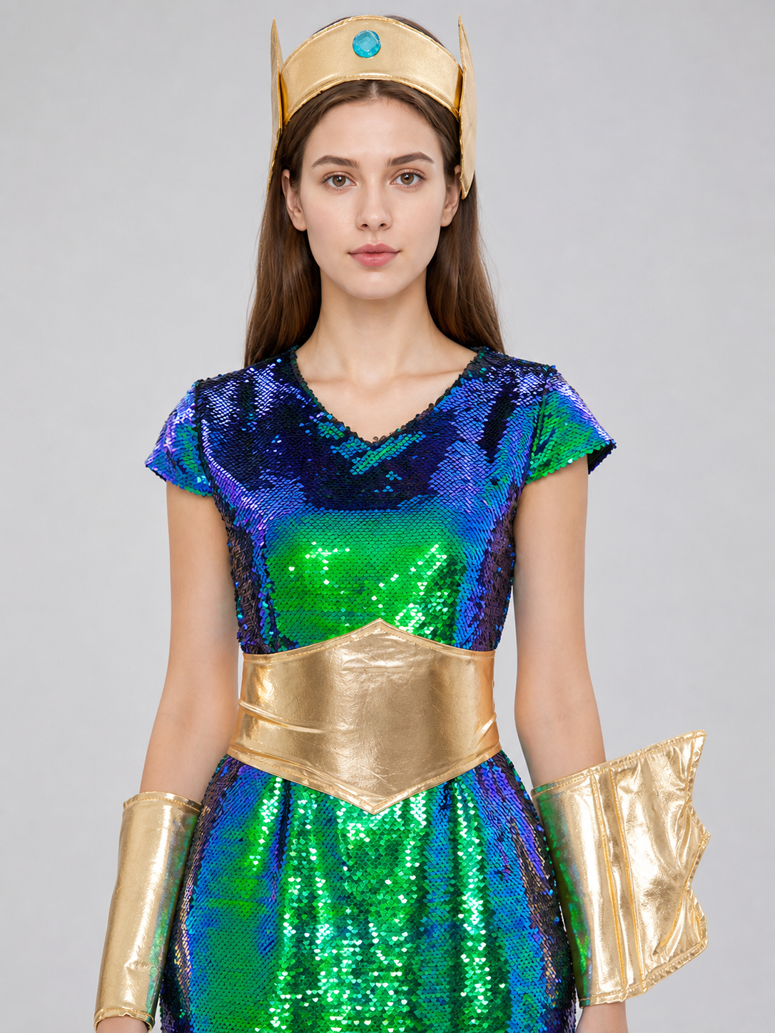 Sequin Cosplay Dress with V-Neck Costume Dresses detail