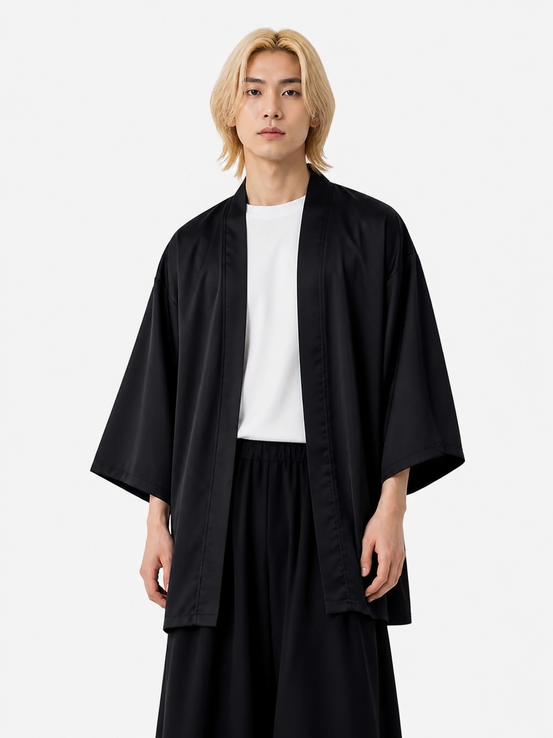 Black Anime Haori with Print and Short Sleeves product detail 3