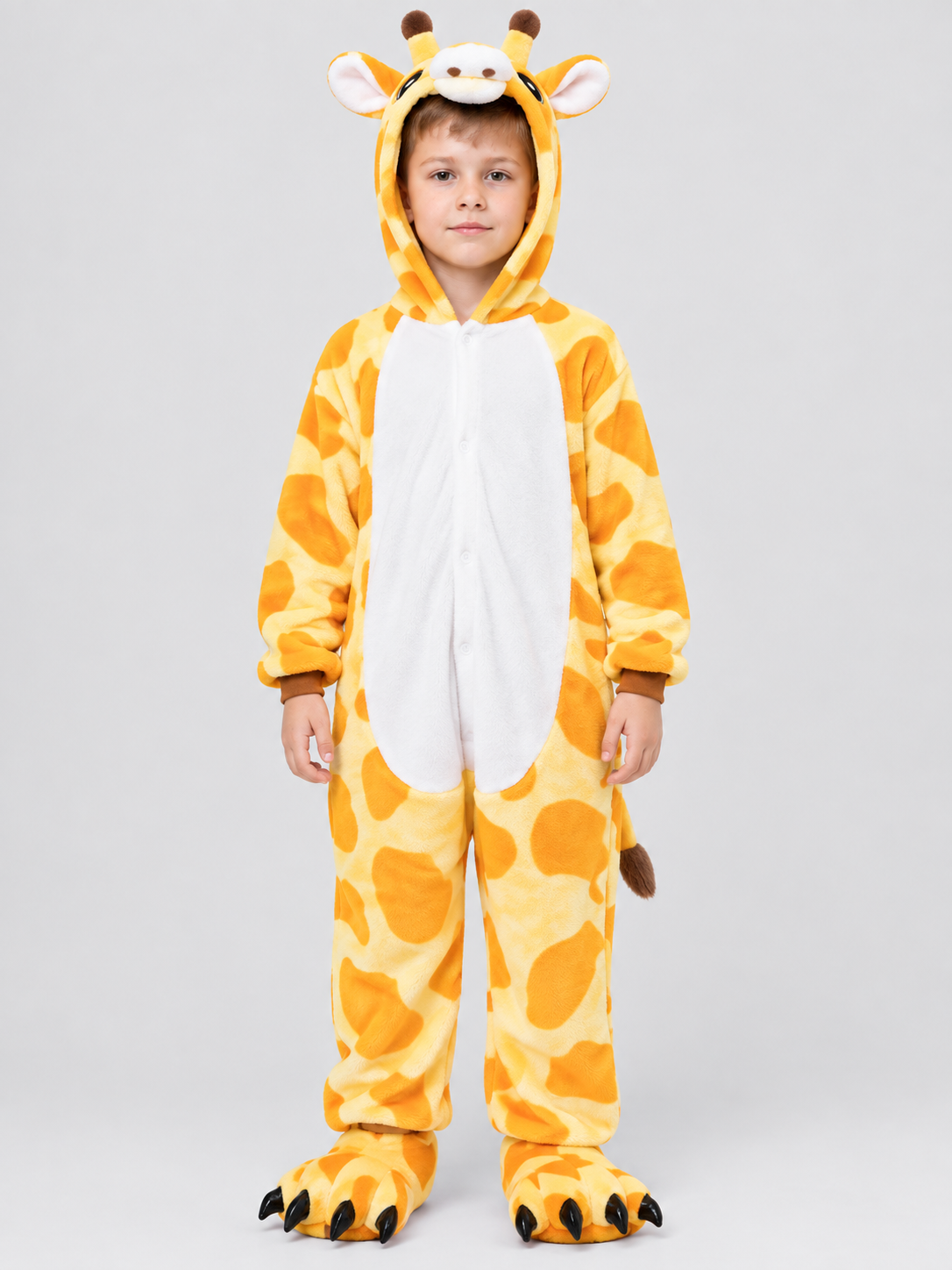 Kids' Hooded Giraffe Print Pajama Bodysuit