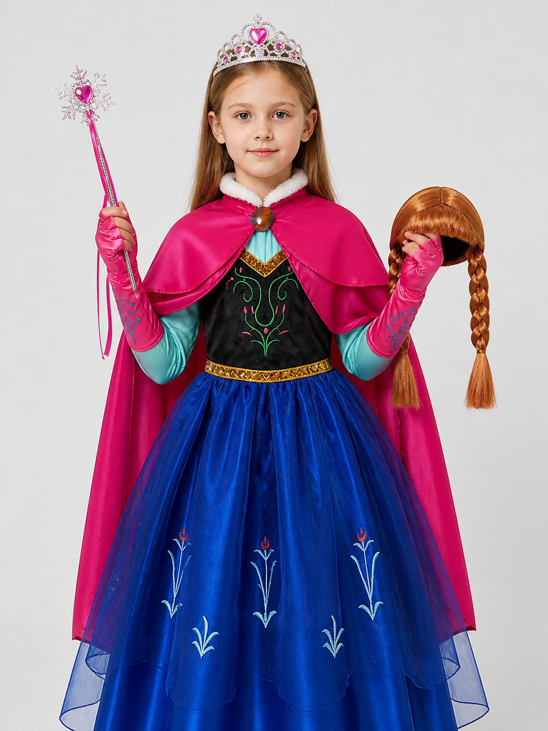 Children's Elsa Princess Costume with Cape and Crown Costume Capes detail 3