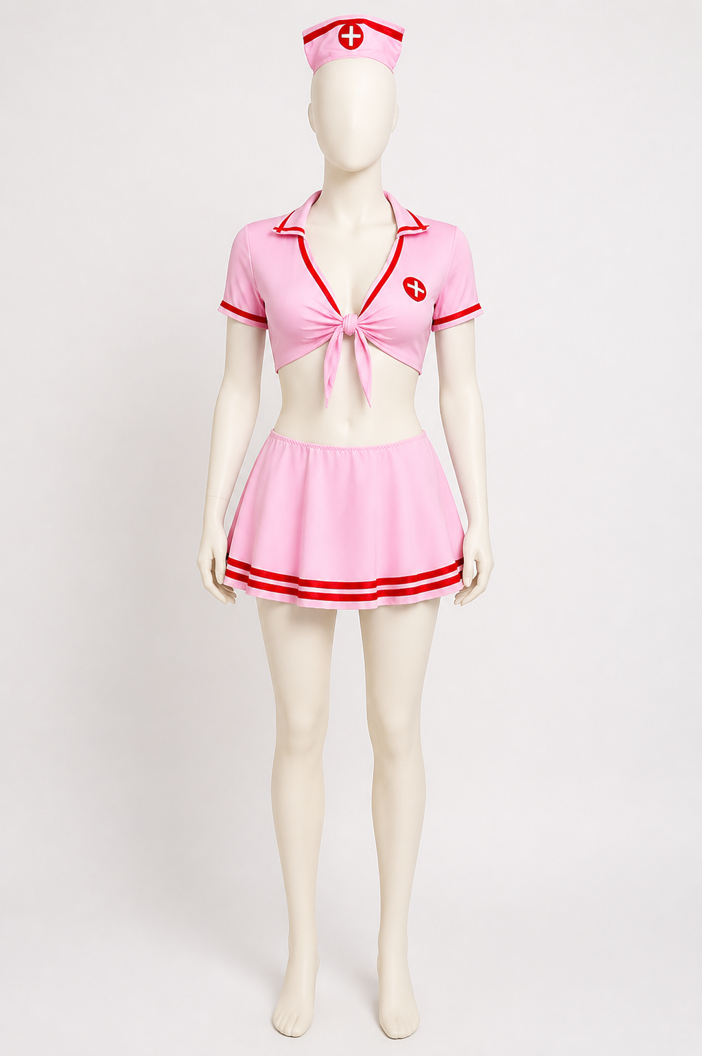 Pink medical uniform with skirt and cap
