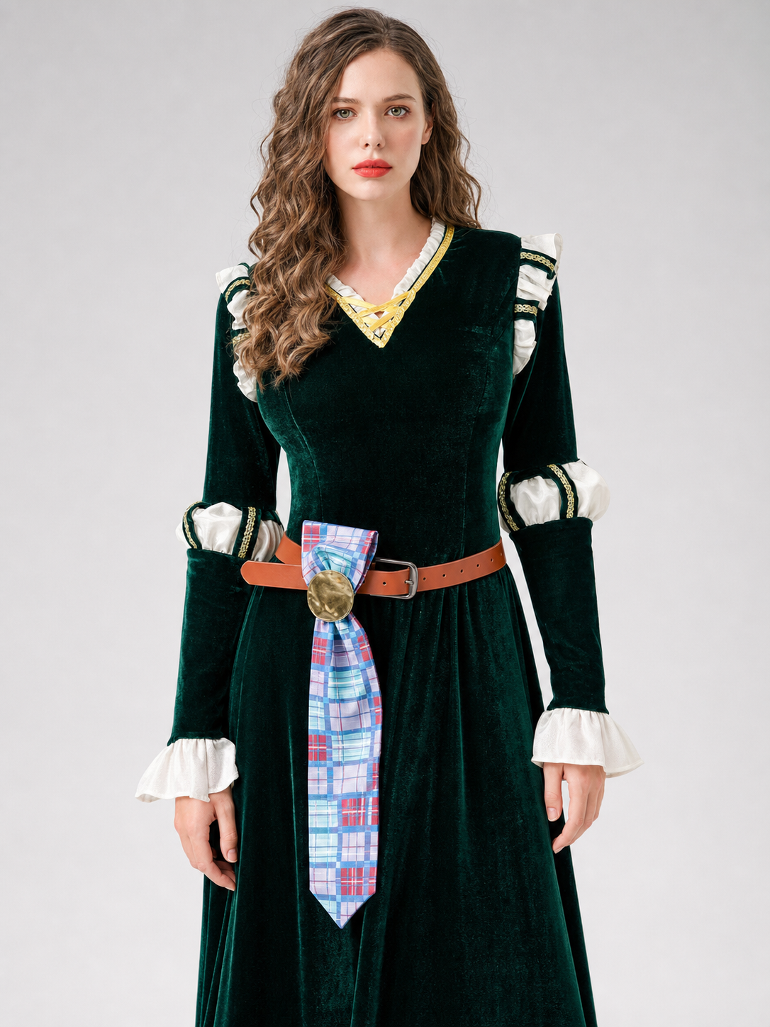 Medieval Cosplay Dress with Ruffles and Belt Costume Dresses detail 2