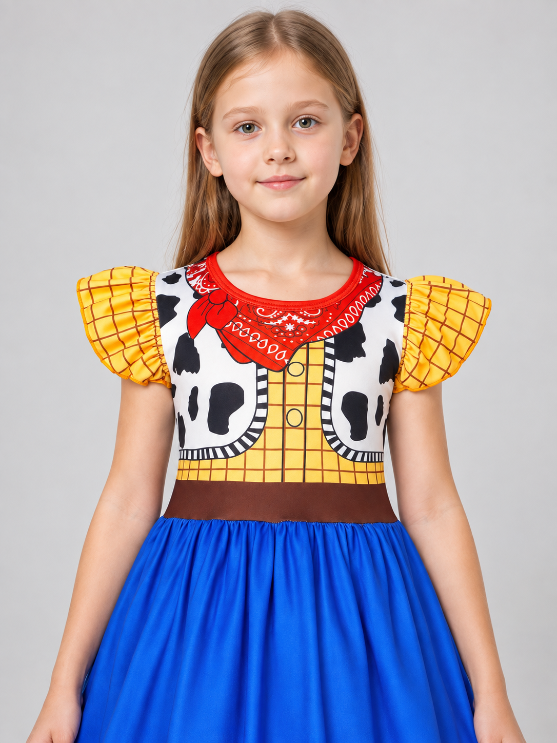 A-Line Girls' Dress with Cowboy Print