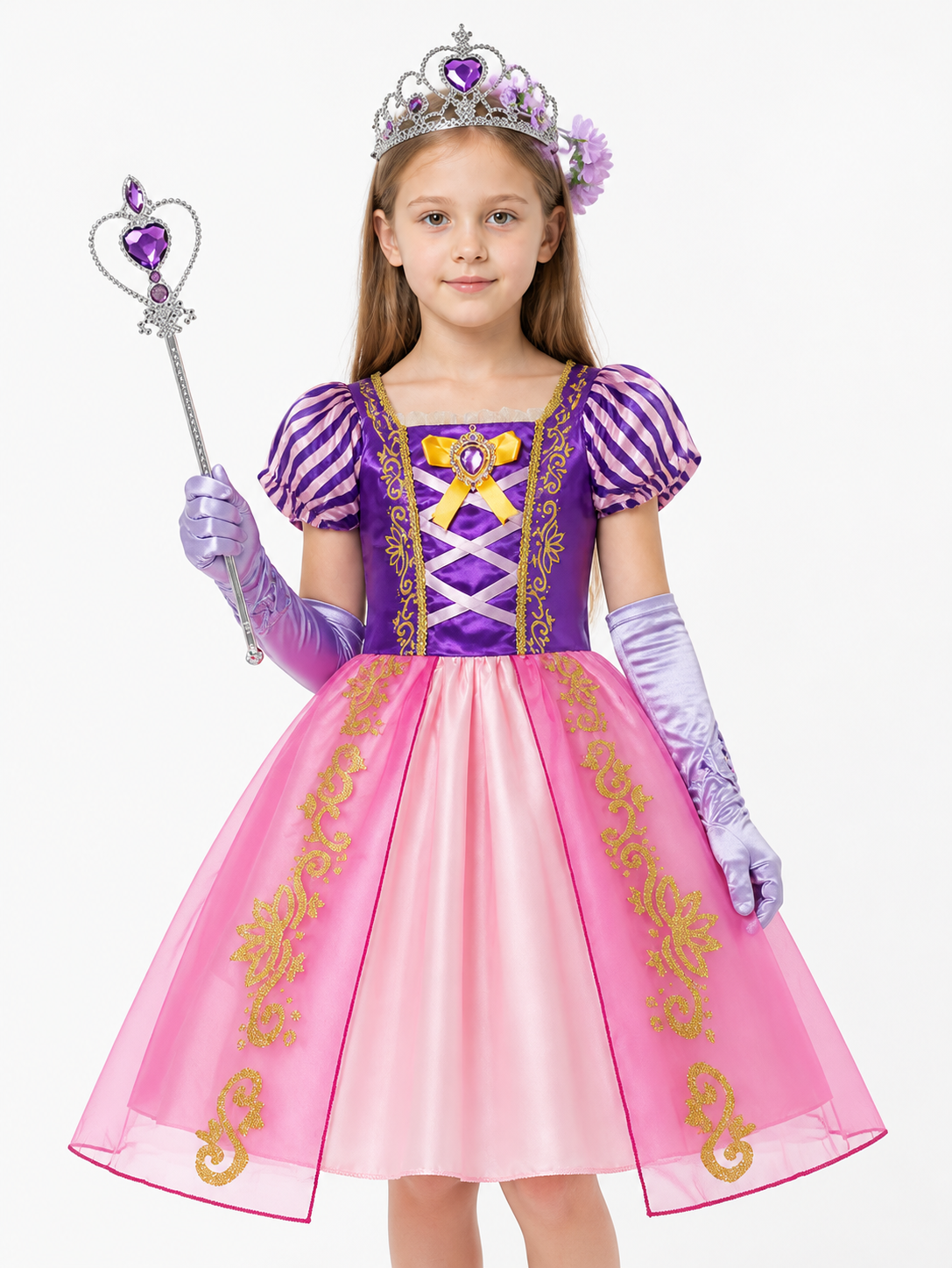 Rapunzel Princess Dress with Crown and Accessories Costume Dresses detail 3