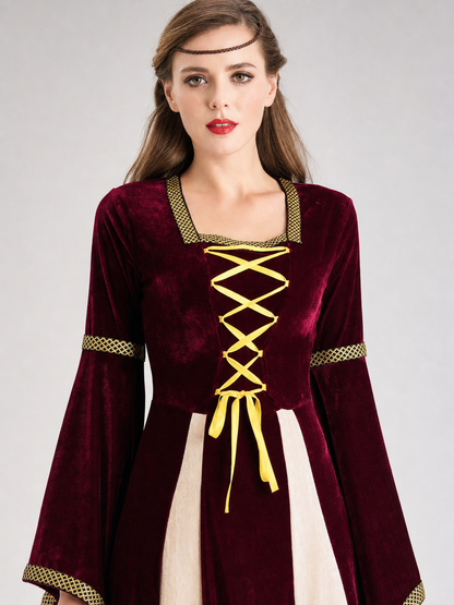 Palace-Style Cosplay Dress with Lace-Up Detail