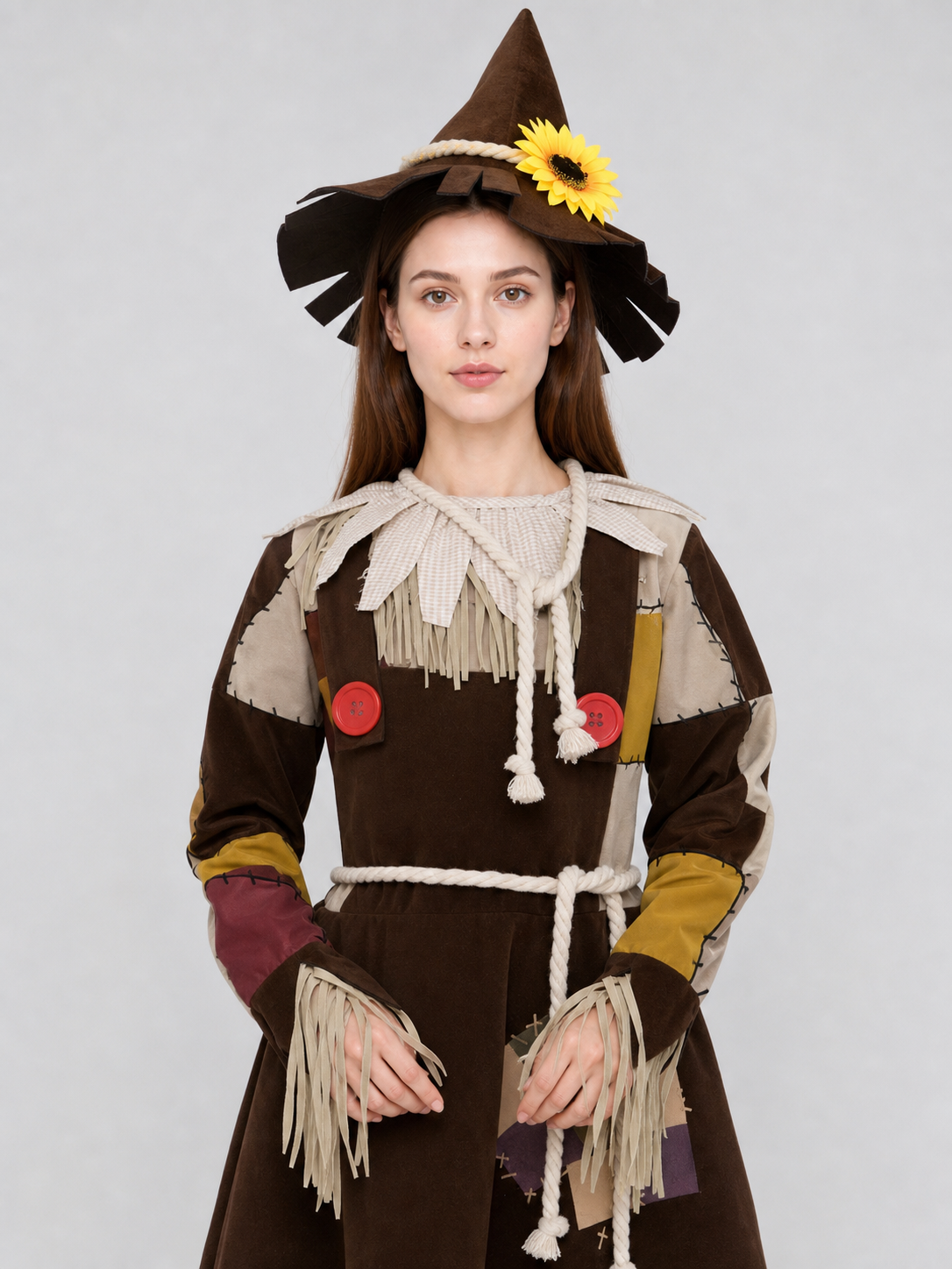 Scarecrow Stage Costume with Hat and Fringe Costume Headwear detail 2