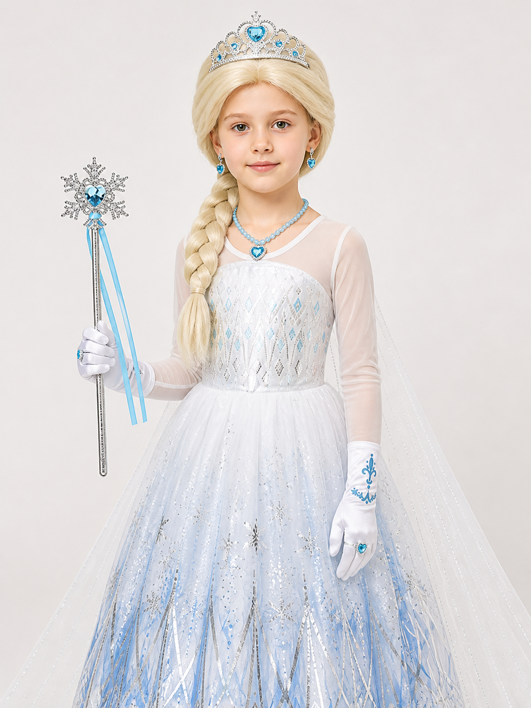 White and Blue Princess Costume for Halloween Costumes detail 2