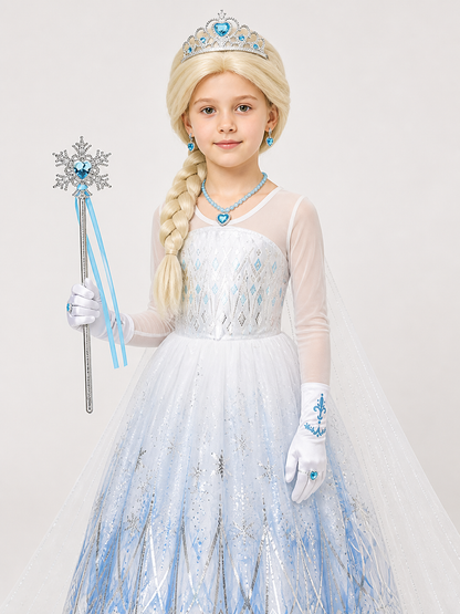 White and Blue Princess Costume for Halloween Costumes detail 2