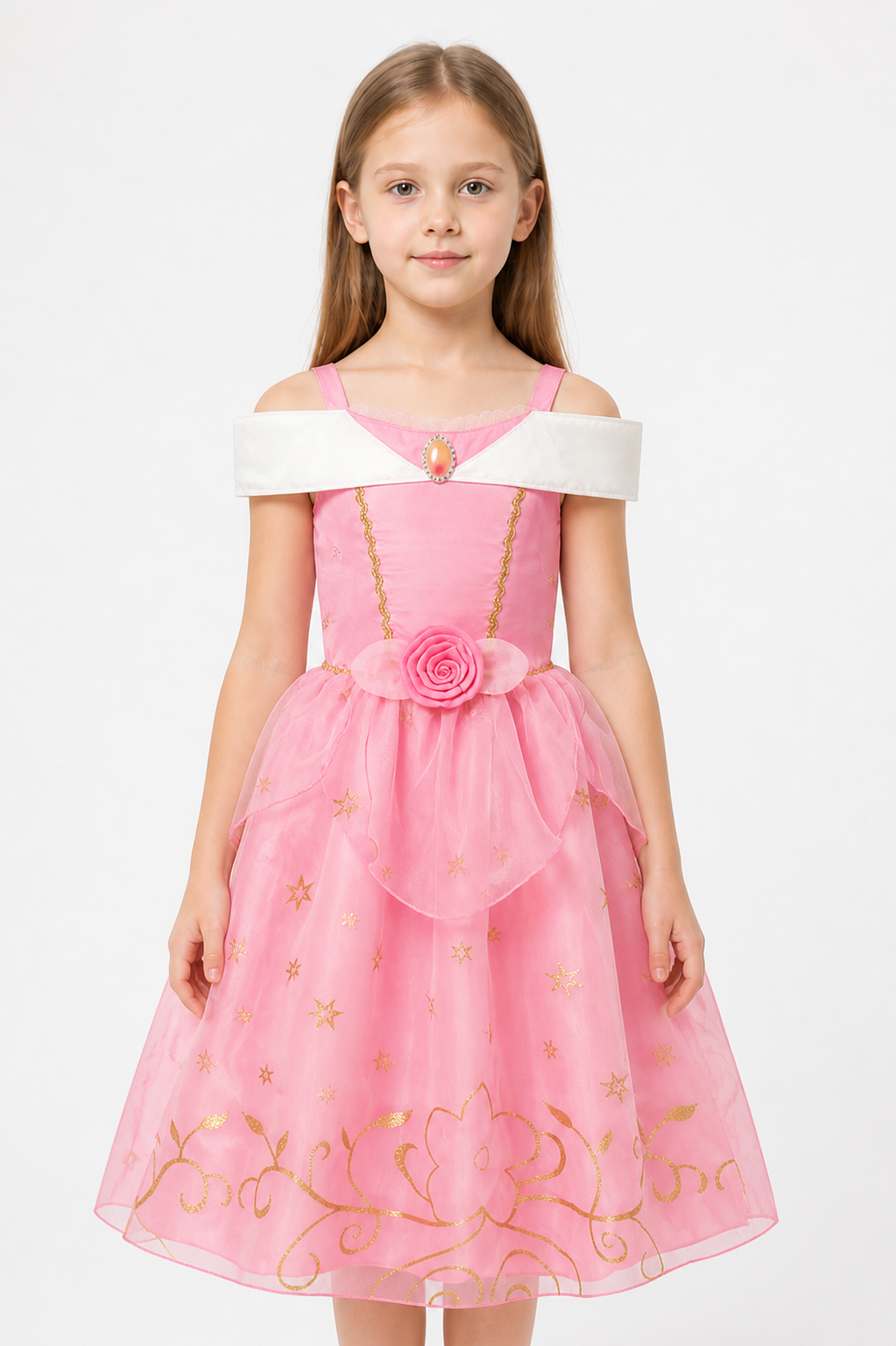 Pink Princess Dress with Gold Stars Costume Dresses detail 3