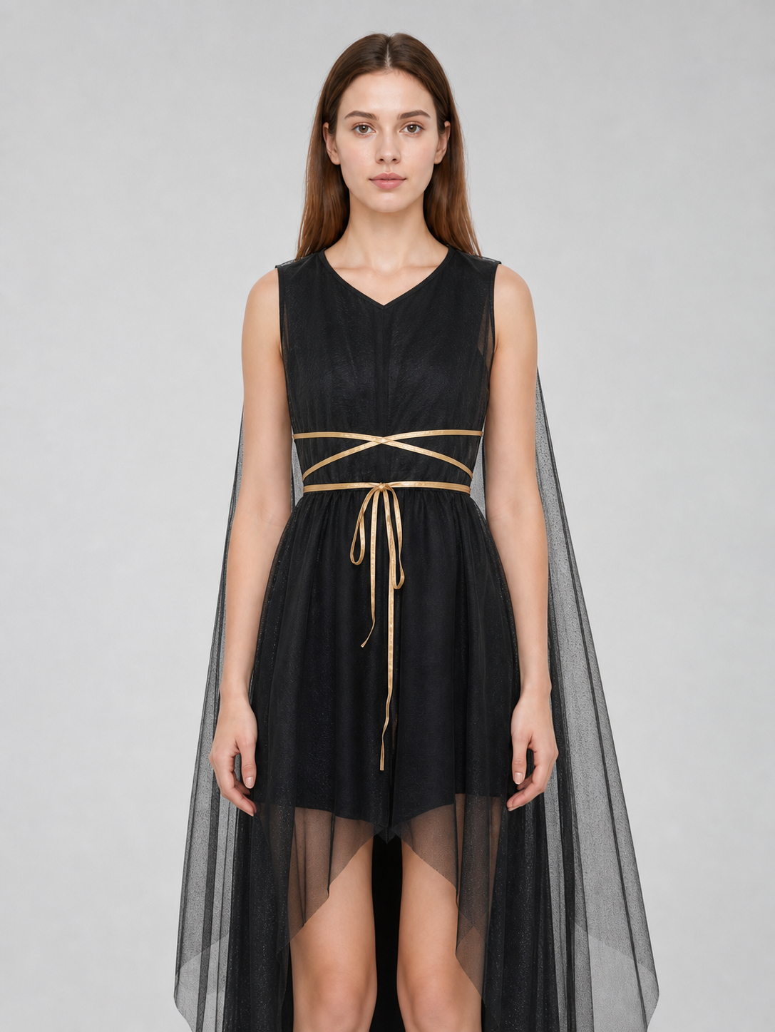Greek-Style Costume with Black Dress and Gold Belt