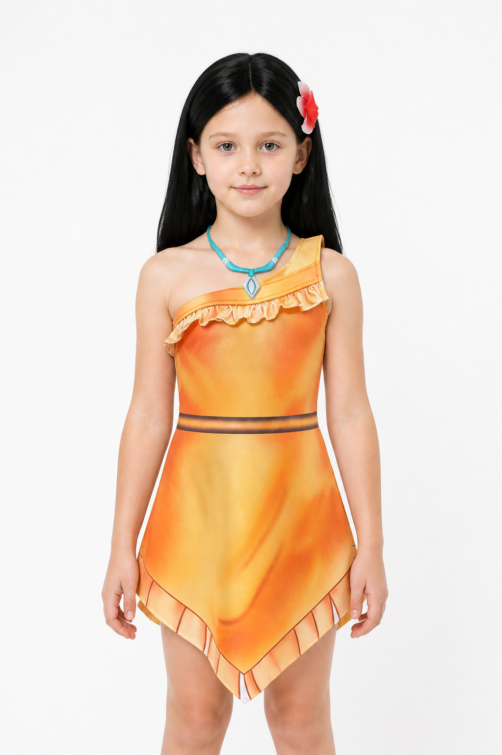 Asymmetrical Pocahontas Costume Dress for Halloween Costume Dresses detail 3