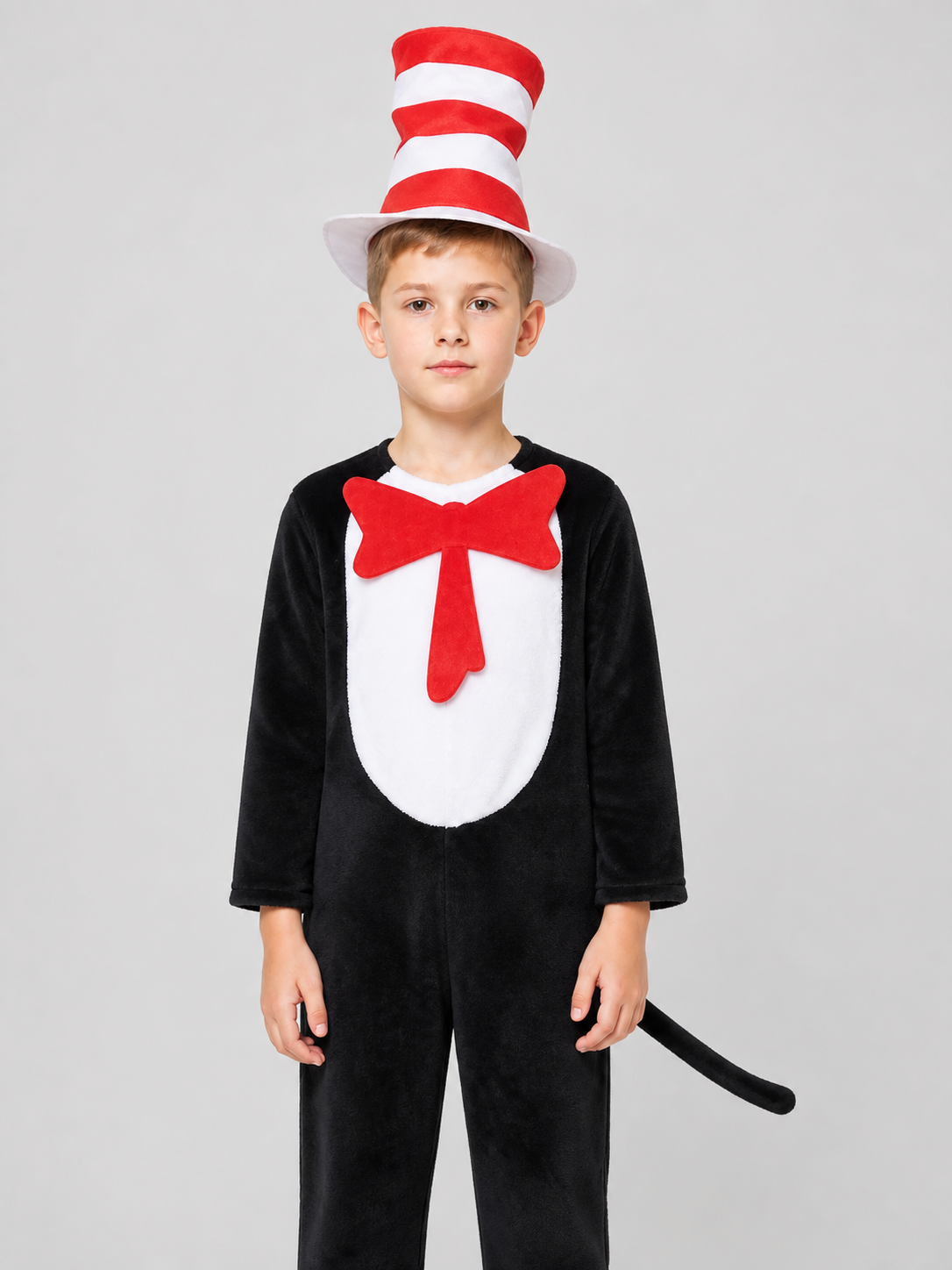 The Cat in the Hat Cosplay Costume, Jumpsuit with Tail Costume Headwear detail 3
