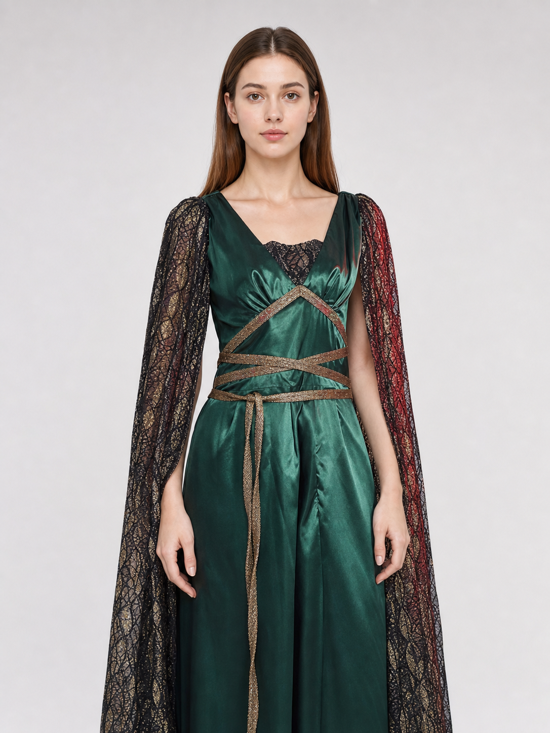 Fantasy Dress with Cape and Gold Headdress