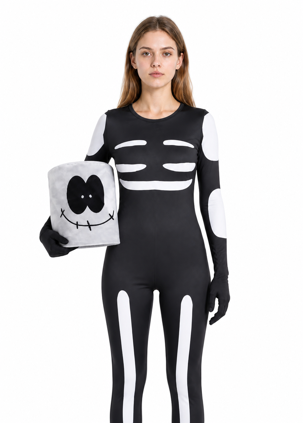 Halloween Skeleton Jumpsuit with Mask and Gloves Costume Masks detail 3
