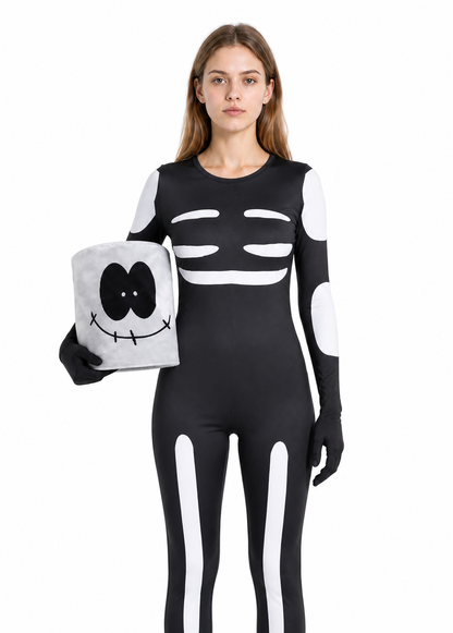 Halloween Skeleton Jumpsuit with Mask and Gloves Costume Masks detail 3