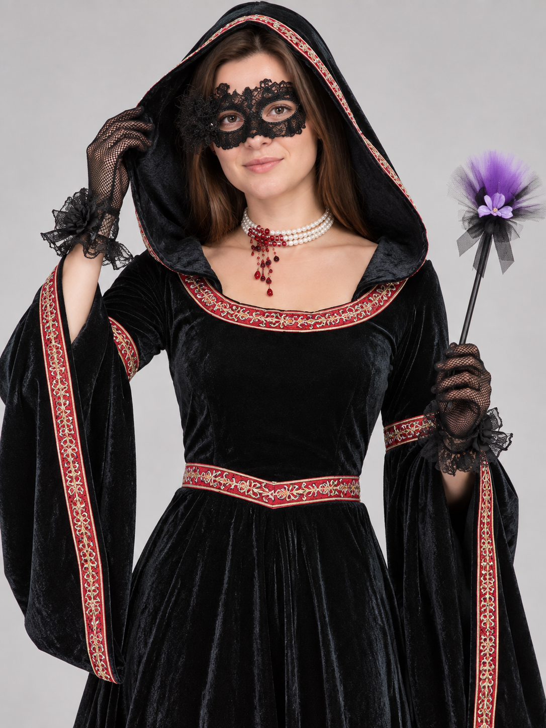Carnival Costume: Black Hooded Dress