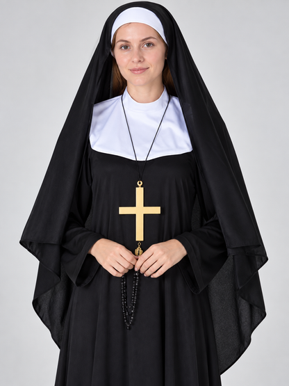 Nun Costume with Cape and White Insert