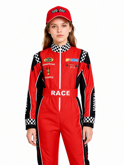 Children's Racing Jumpsuit with Checkered Print product detail 2