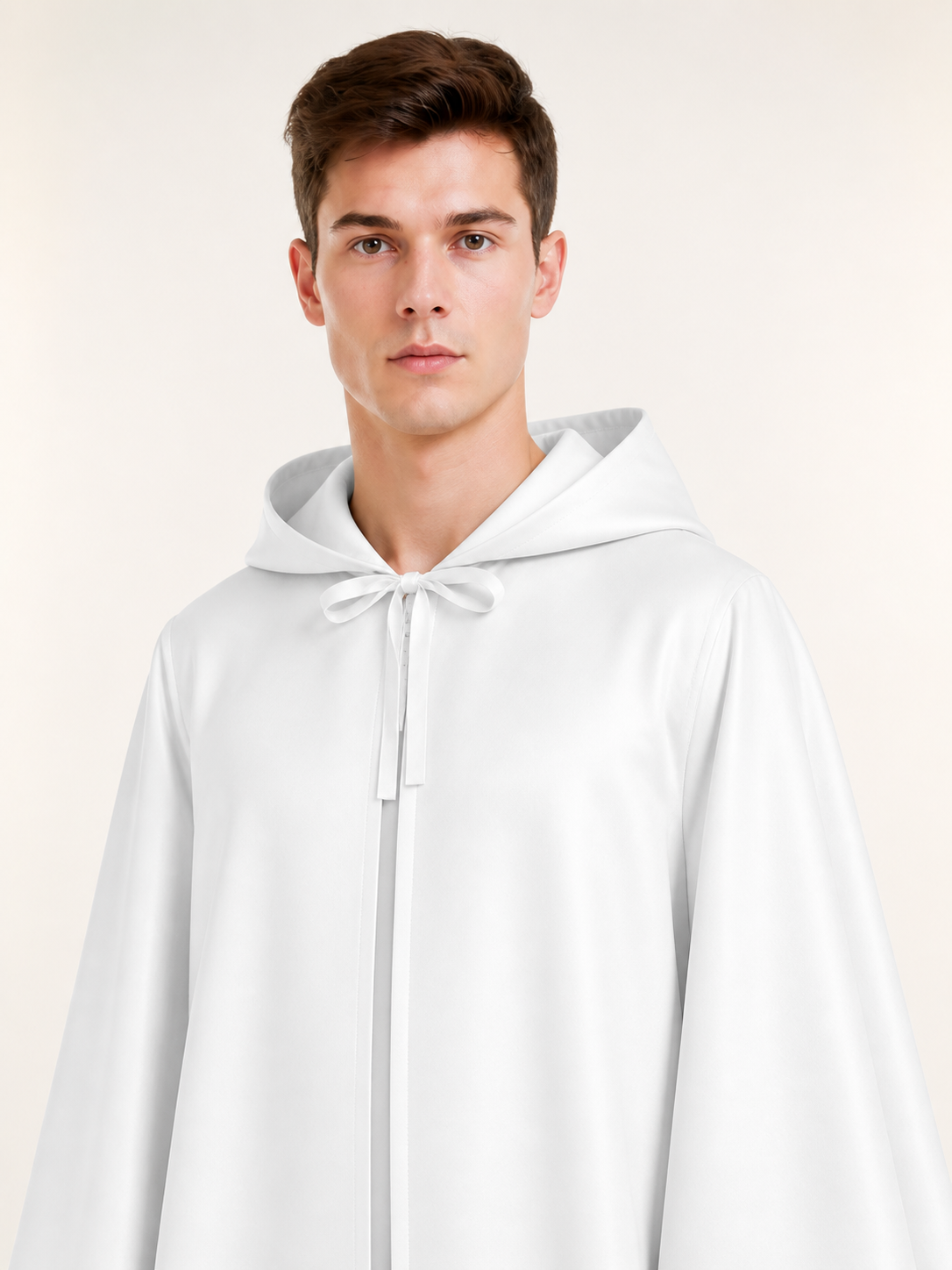 White Hooded Carnival Cloak, Long Cape Costume Capes detail 2