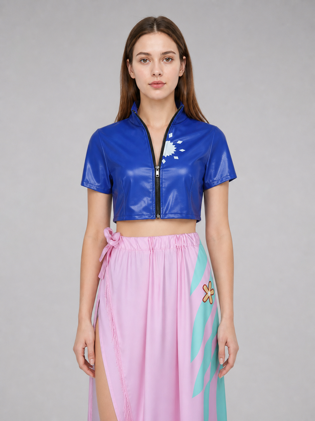 Nico Robin Cosplay Costume: Blue Blouse and Pink Skirt