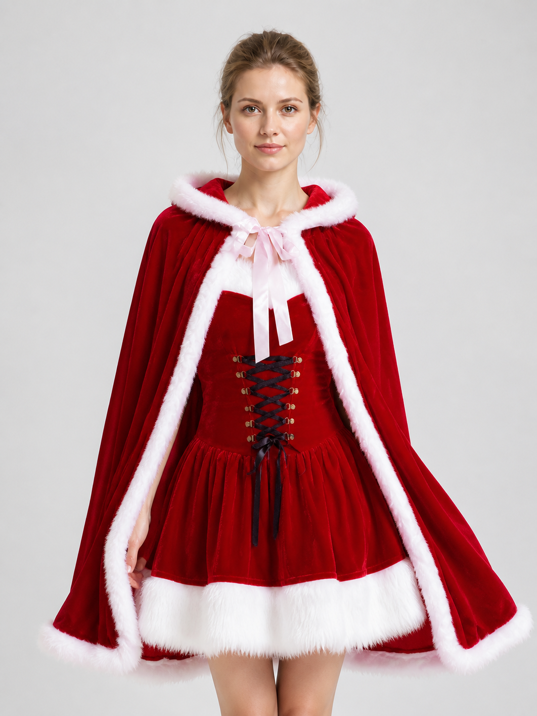 Christmas Character Costume: Red Cape and Dress Costume Dresses detail 3
