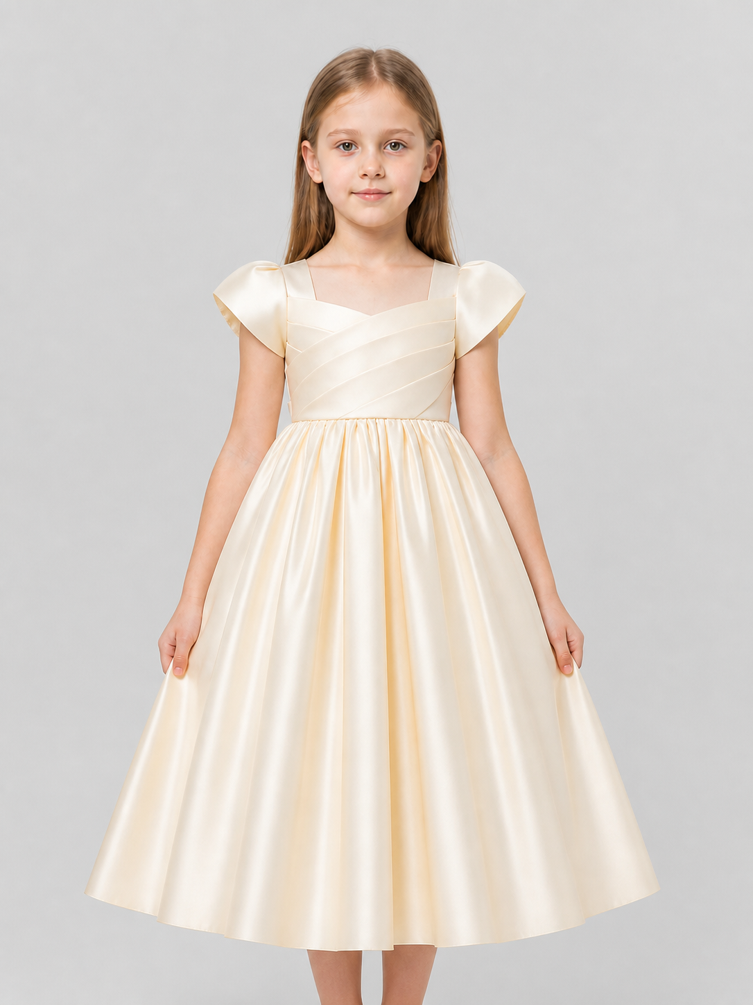 Long Princess Dress for Girls with Puff Sleeves Costume Dresses detail 3