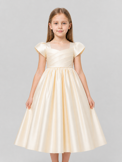 Long Princess Dress for Girls with Puff Sleeves Costume Dresses detail 3