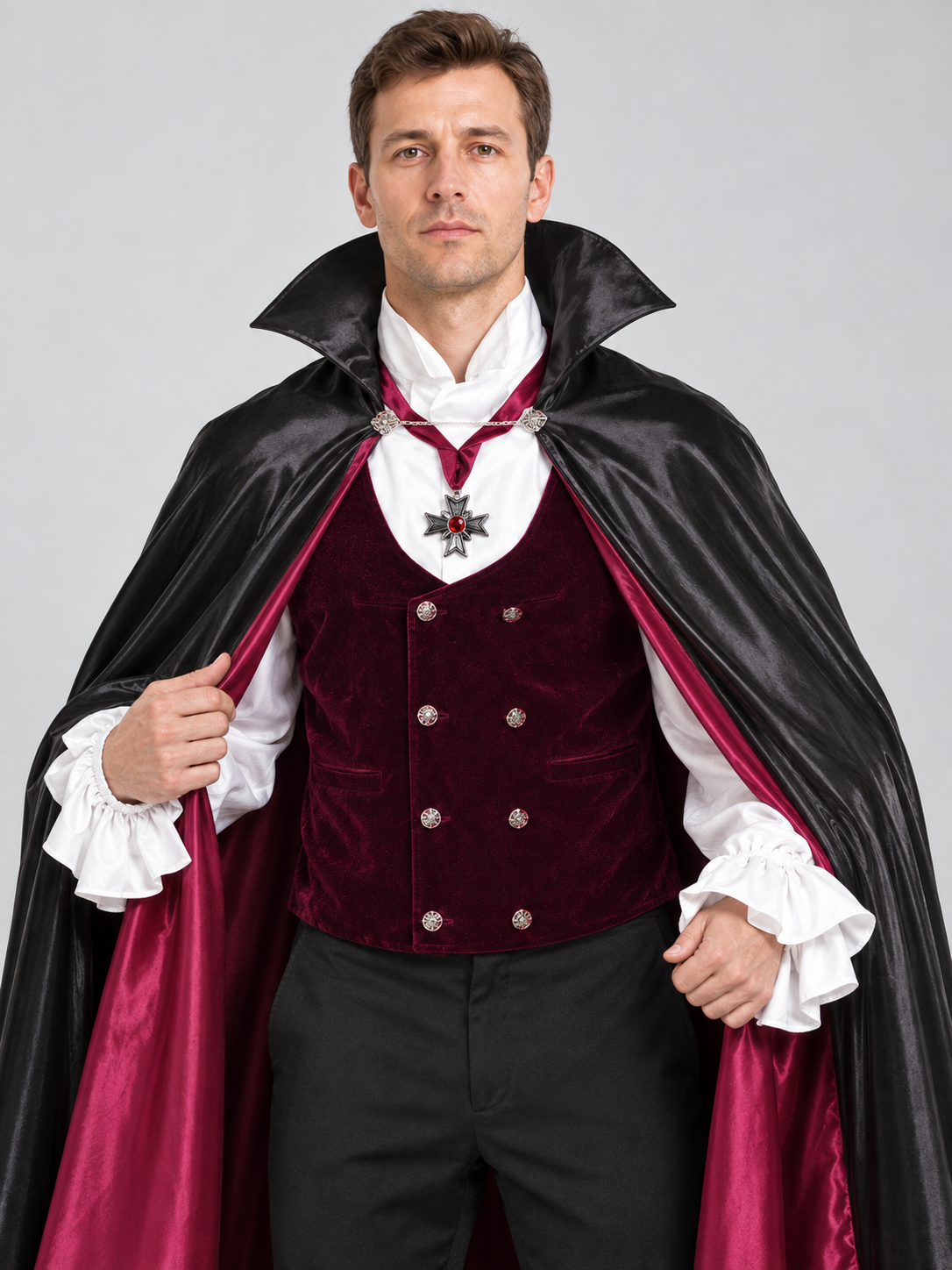 Vampire Halloween Costume with Cape and Vest