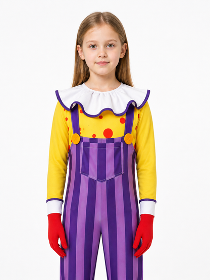 Clown Costume with Striped Jumpsuit and Mask Costume Masks detail 3