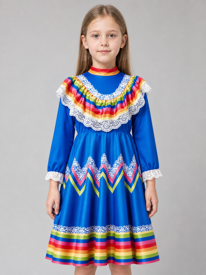 Costume dress with long sleeves, folk style