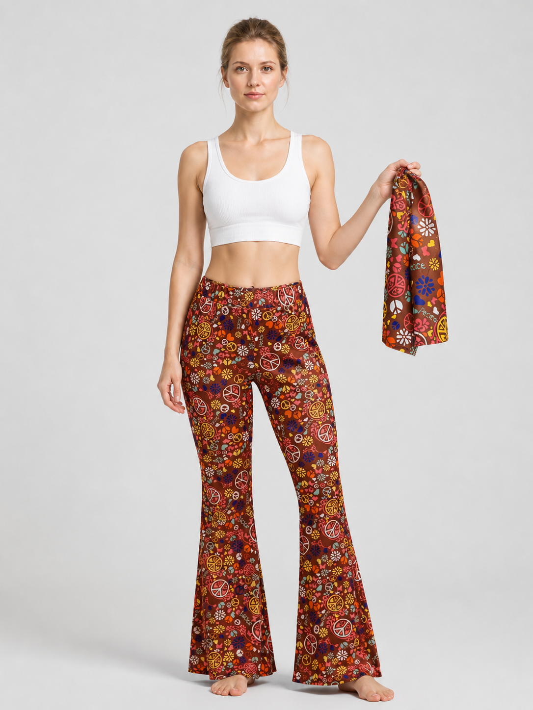 Printed Flare-Leg Pants with Headscarf, High Waist product detail 3