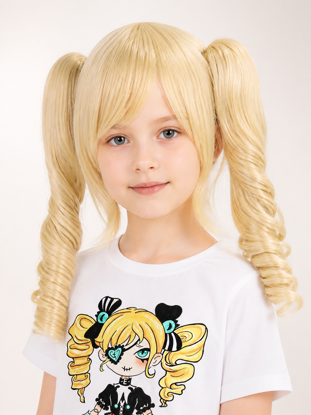 Light Golden Wig for Cosplay with Double Ponytails Costume Wigs detail 2