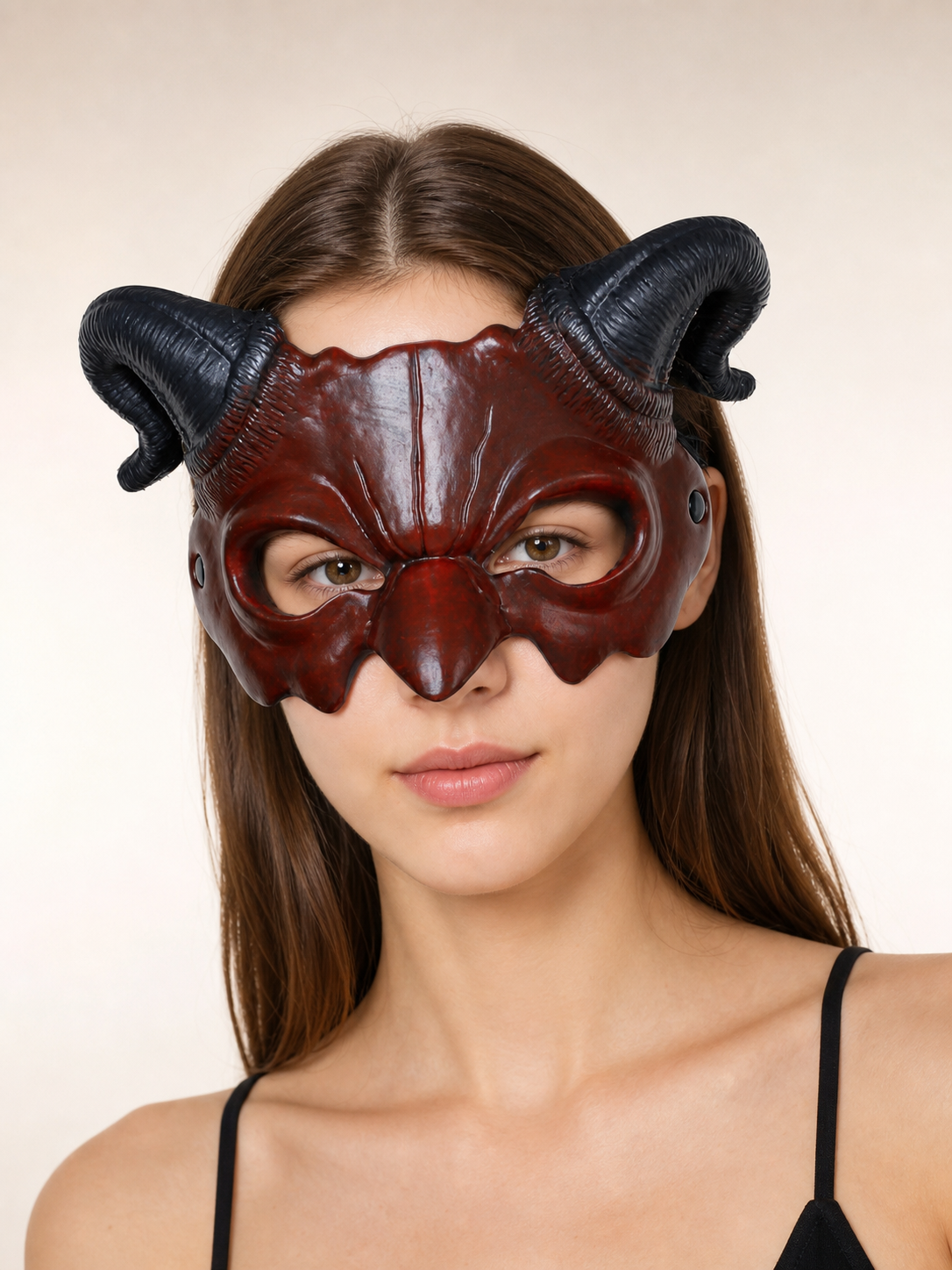 Carnival Headwear, Red and Black Demon Half-Mask