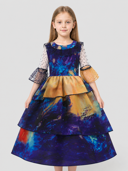Cosplay Dress with Puff Sleeves and Tiered Skirt Costume Dresses detail 3