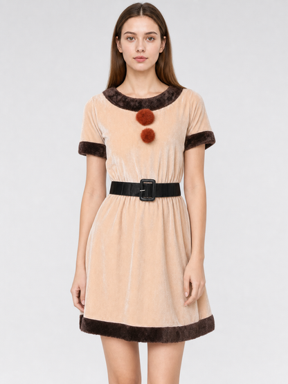 Christmas Reindeer Costume: Dress, Headband, Belt, and Gloves