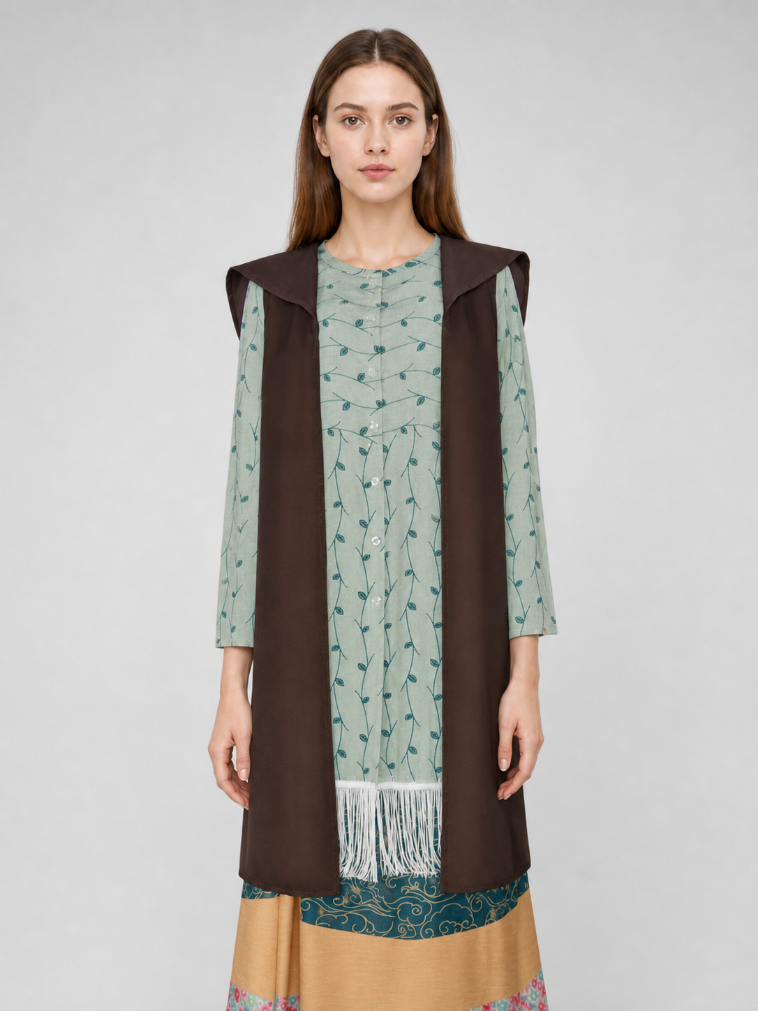 Sybill Trelawney Cosplay Costume, Fringed Dress