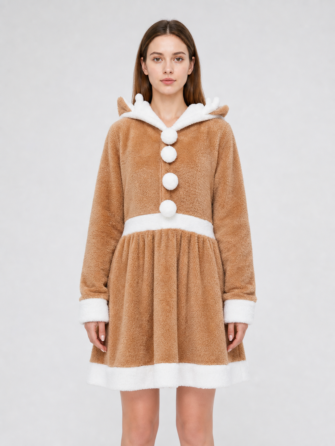 Deer Costume Dress with Hood, Khaki