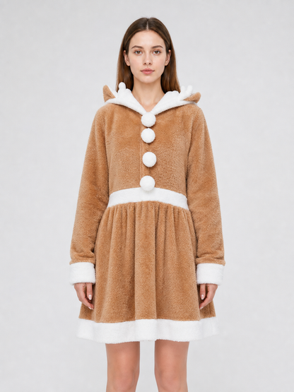 Deer Costume Dress with Hood, Khaki