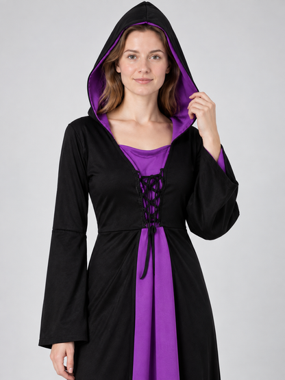 Gothic Witch Carnival Costume: Hooded Dress
