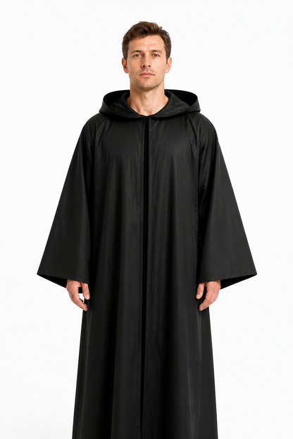 Black Long Hooded Robe for Halloween Cosplay Costumes detail 2