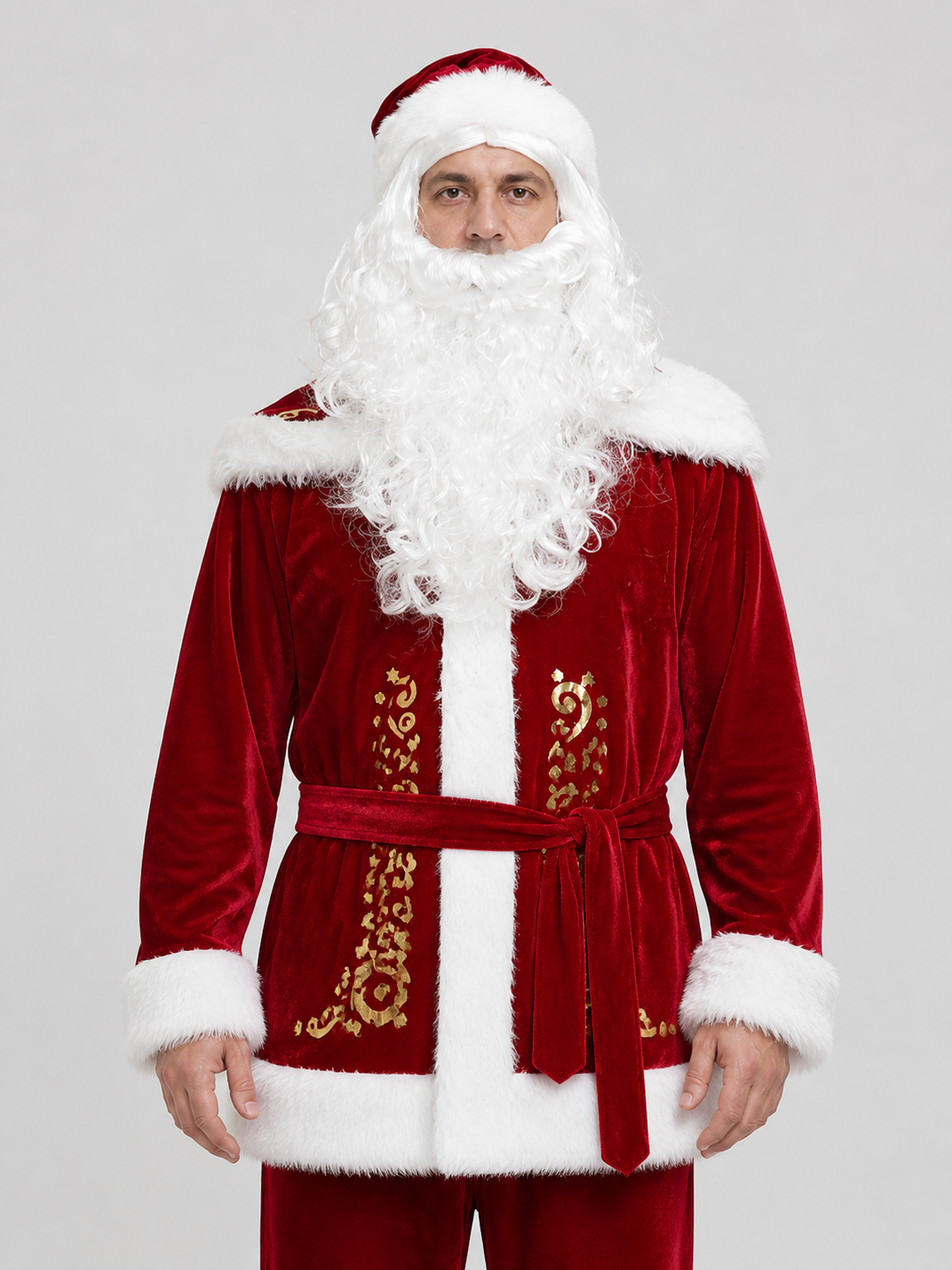 Red Santa Claus Costume with White Beard Costumes detail 2