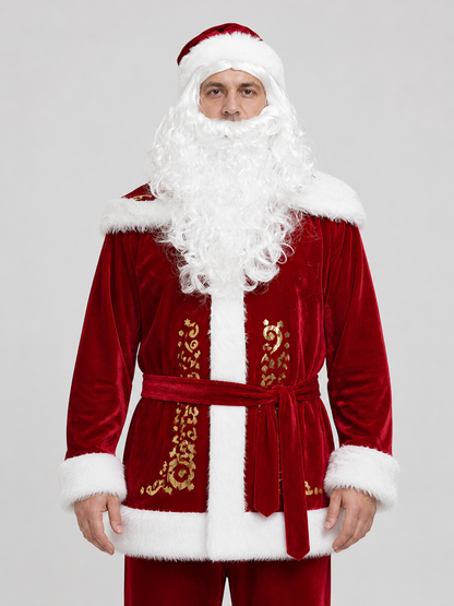 Red Santa Claus Costume with White Beard Costumes detail 2