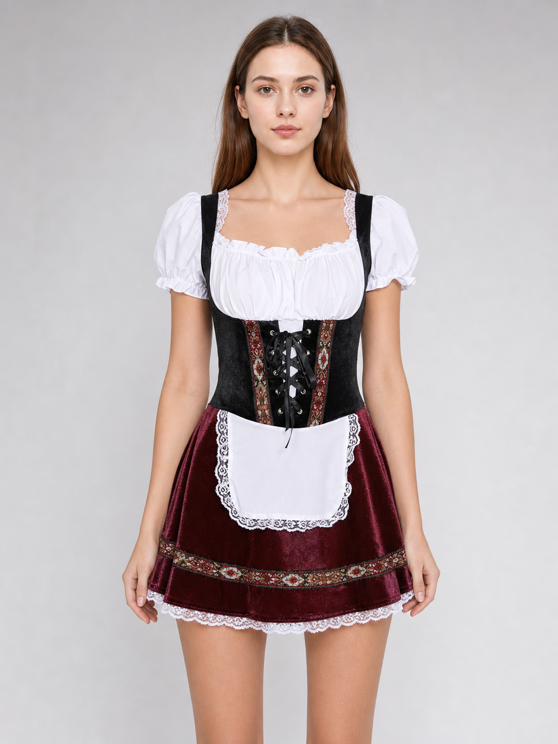 Historical Ethnic Costume with Apron and Lacing