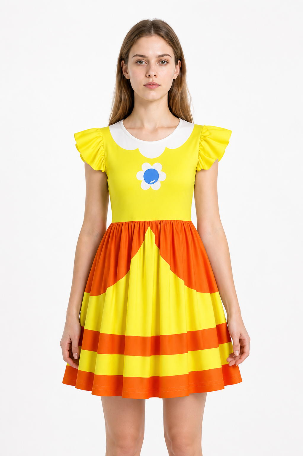 Children's Dress with Floral Print and Ruffles Costume Dresses detail 3