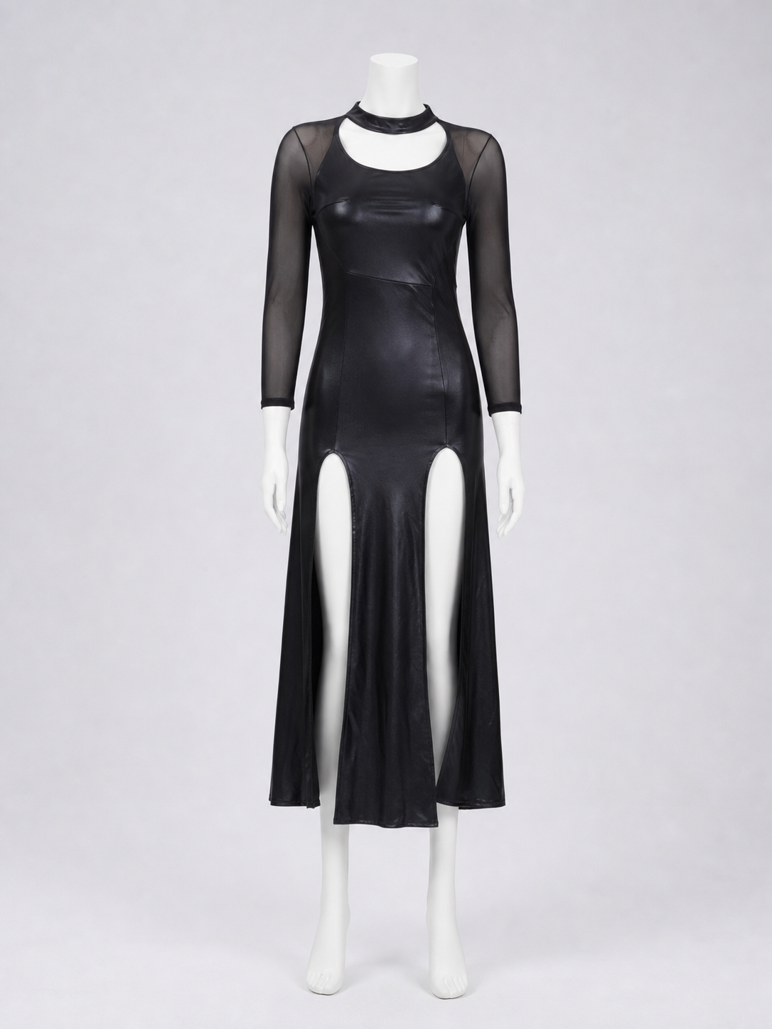 Witch Costume: Black Dress with Slit and Sleeves