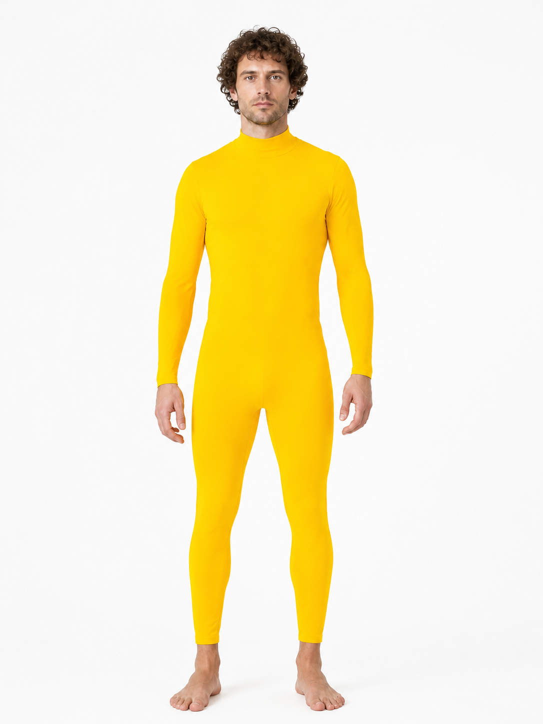 Yellow One-Piece Jumpsuit with High Collar product detail 3