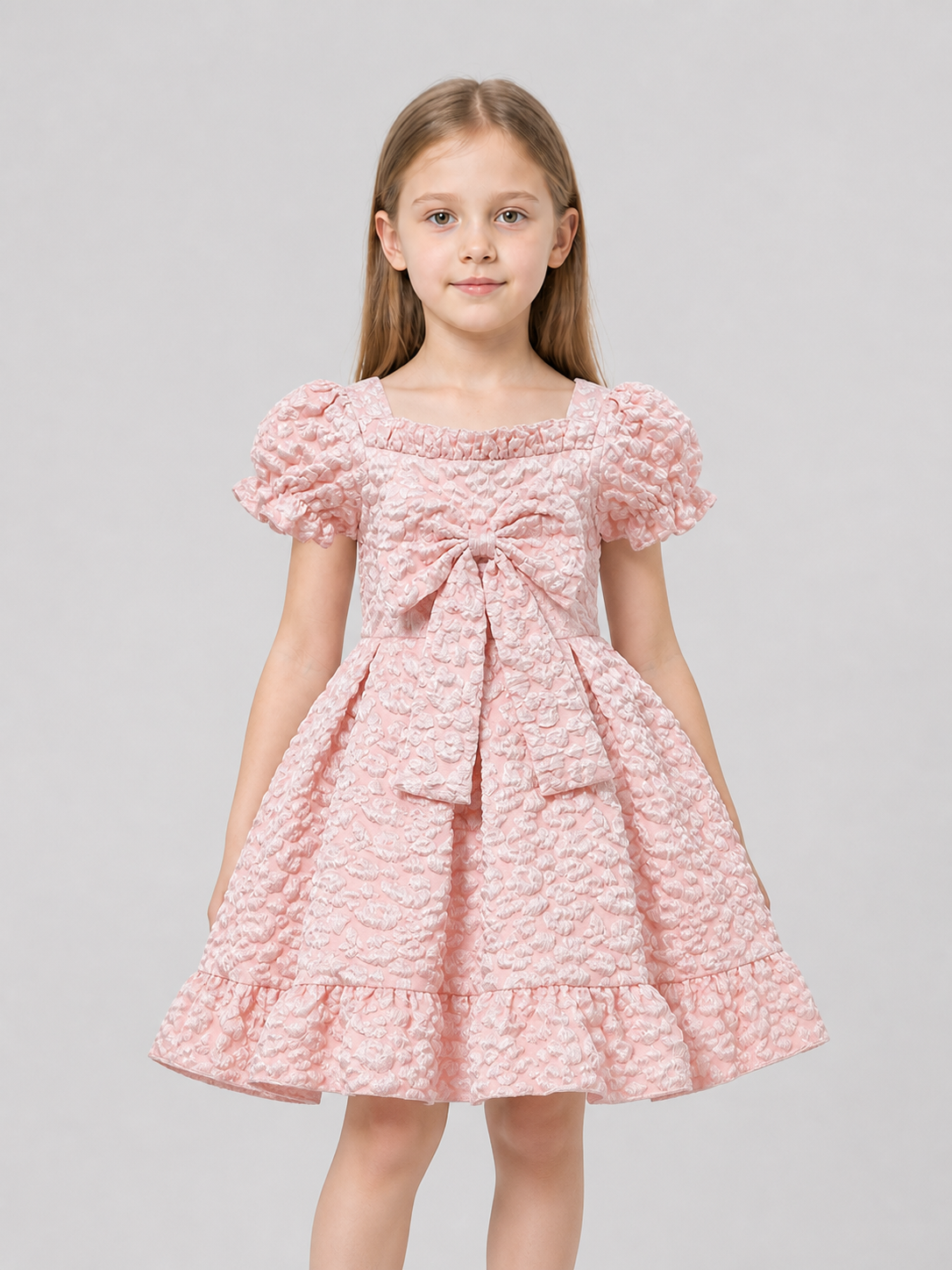 Princess Dress with Bow and Puff Sleeves