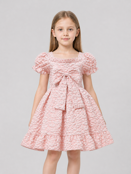 Princess Dress with Bow and Puff Sleeves