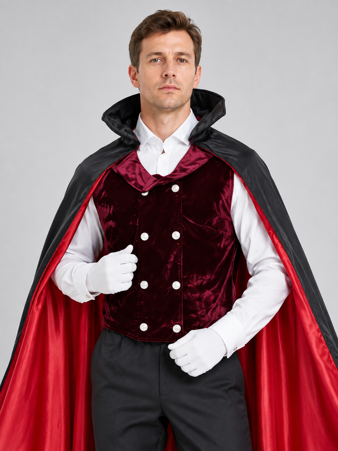 Vampire Costume: Cape, Vest, Shirt, Pants